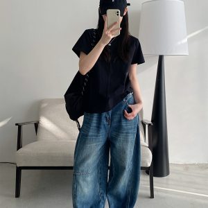 Women's Summer Short Sleeve T-Shirt – Pure Color Sun Grapefruit Design, Stylish White Top for Trendy Casual Looks