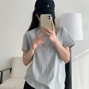 Women's Summer Short Sleeve T-Shirt – Pure Color Sun Grapefruit Design, Stylish White Top for Trendy Casual Looks