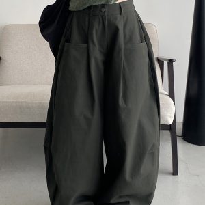 Women's Summer Thin Loose Floor-Length Wide-Leg Pants in Solid Color - Versatile Korean Style Casual Trousers for Autumn