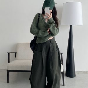 Women's Summer Thin Loose Floor-Length Wide-Leg Pants in Solid Color - Versatile Korean Style Casual Trousers for Autumn