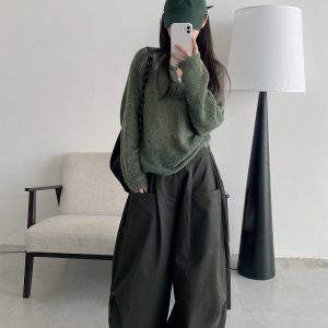 Women's Summer Thin Loose Floor-Length Wide-Leg Pants in Solid Color - Versatile Korean Style Casual Trousers for Autumn