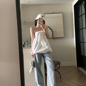 Women's Summer Vintage Laser Burned Floral Diamond Straight Leg Slim Fit Jeans - Trendy Y2K Inspired Denim for Effortless Style