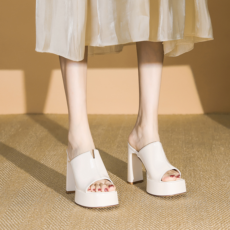 Women's Summer Waterproof Platform High-Heeled Sandals - Super High Peep-Toe One-Strap Thick-Soled Slippers for Stylish Looks