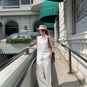 Women's Summer Wide-Leg Pants - Casual Mid-Waist Loose Fit in Thin Fabric for Easy Relaxed Style