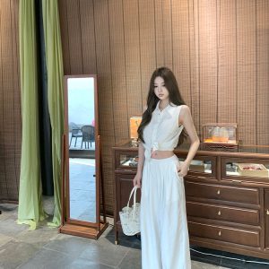 Women's Summer Wide-Leg Pants - Casual Mid-Waist Loose Fit in Thin Fabric for Easy Relaxed Style