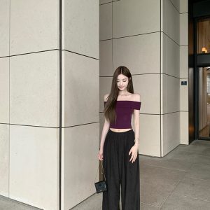 Women's Summer Wide-Leg Pants - Casual Mid-Waist Loose Fit in Thin Fabric for Easy Relaxed Style