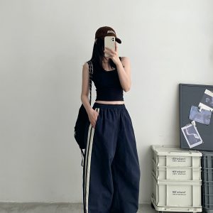 Women's Sun Grapefruit Embroidered Two-Way Stretch Slimming Sports Pants - Versatile Casual Long Pants for Activewear