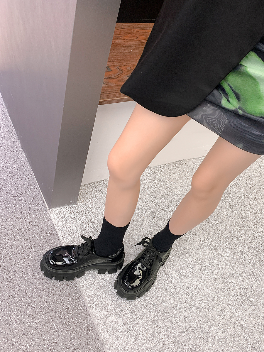 Women's Thick-Soled Height-Increasing Leather Loafers, Retro British Style Chunky Heel Platform Flats Women's Thick-Soled Height-Increasing Leather Loafers, Retro British Style Chunky Heel Platform Flats