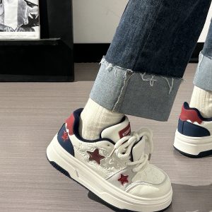 Women's Thick-Soled White Sneakers - Versatile Mesh Breathable Height-Increasing Trendy Shoes for Y2K Style