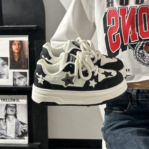 Women's Thick-Soled White Sneakers - Versatile Mesh Breathable Height-Increasing Trendy Shoes for Y2K Style