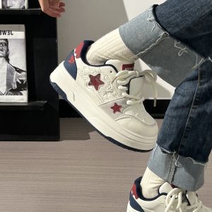 Women's Thick-Soled White Sneakers - Versatile Mesh Breathable Height-Increasing Trendy Shoes for Y2K Style