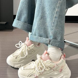 Women's Trendy Breathable Summer Sports Shoes - Thick-Soled Mesh Dad Sneakers, Soft Sole, Ins Style, Perfect for Casual Wear