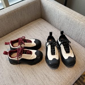 Women's Trendy Casual Lace-Up Dad Shoes - Genuine Leather Color-Blocking Thick-Soled Spring 2025 Versatile Fashion Footwear