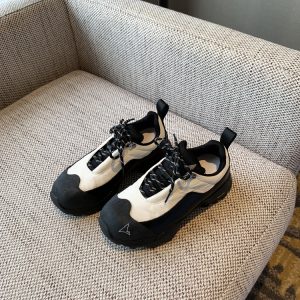 Women's Trendy Casual Lace-Up Dad Shoes - Genuine Leather Color-Blocking Thick-Soled Spring 2025 Versatile Fashion Footwear