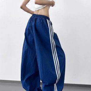 Women's Trendy Summer Wide-Leg Casual Pants with Drawstring - Loose Fit Hip-Hop Style Long Trousers for 2025