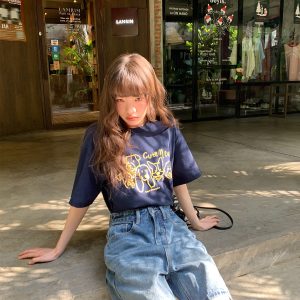 Women's Velvet Foam Dog Print Short Sleeve T-Shirt - Summer Loose Round Neck Pure Cotton Top in Trendy Y2K Style