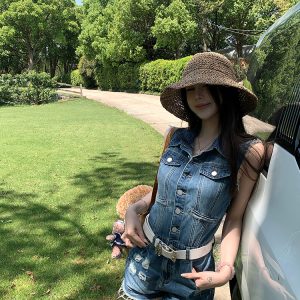 Women's Vintage Ripped Denim Jumpsuit - Summer Stylish Slimming Cool Sister Look, 90s Inspired Fashion