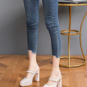 Women's Waterproof Platform One-Strap High Heels - Chunky Heel Backless Closed-Toe Fashion Sandals for 2025