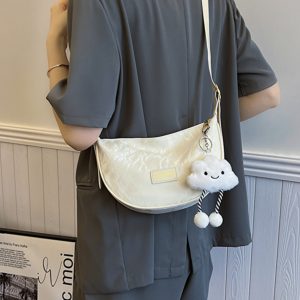 Women's White Dumpling Bag - High-End Versatile Shoulder & Crossbody Bag for Summer 2025 Fashion