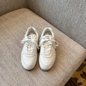 Women's White Genuine Leather Sneakers - Retro 2025 Training Shoes, Lightweight Thick Sole, Non-Slip Casual Sports Footwear