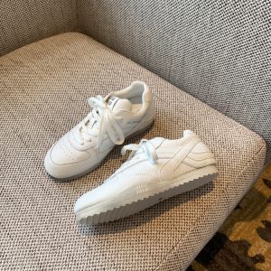 Women's White Genuine Leather Sneakers - Retro 2025 Training Shoes, Lightweight Thick Sole, Non-Slip Casual Sports Footwear