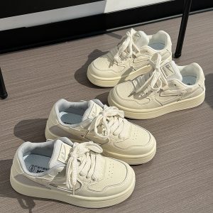 Women's White Sneakers 2025 - Breathable Simple Board Shoes for Students, Korean Style, Versatile Casual Footwear, Trendy INS Fashion