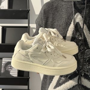 Women's White Sneakers 2025 - Breathable Simple Board Shoes for Students, Korean Style, Versatile Casual Footwear, Trendy INS Fashion