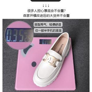 Women's White Thick-Soled Slip-On Loafers in British Style - Genuine Leather Spring Summer 2025 Fashion Footwear