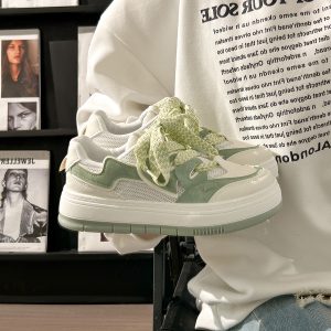 Women's White Thick-Soled Sneakers - Breathable Casual Skate Shoes for Spring Summer - Versatile Niche Fashion Footwear