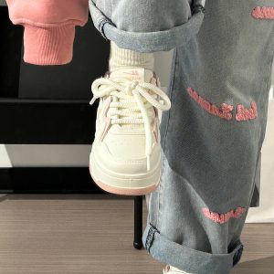 Women's White Thick-Soled Sneakers - Breathable Casual Skate Shoes for Spring Summer - Versatile Niche Fashion Footwear