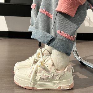 Women's White Thick-Soled Sneakers - Breathable Casual Skate Shoes for Spring Summer - Versatile Niche Fashion Footwear