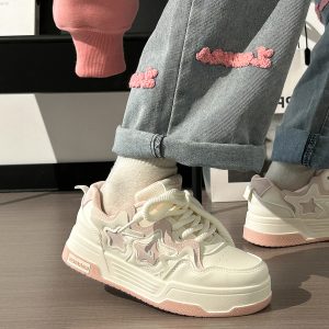 Women's White Thick-Soled Sneakers - Breathable Casual Skate Shoes for Spring Summer - Versatile Niche Fashion Footwear