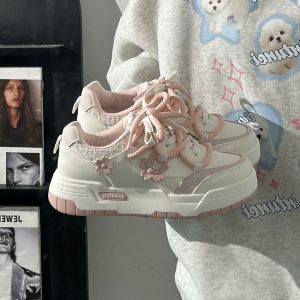 Women's White Thick-Soled Sneakers - Breathable Summer Board Shoes, Versatile Niche Design for Everyday Wear