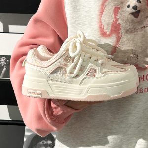 Women's White Thick-Soled Sneakers - Breathable Summer Board Shoes, Versatile Niche Design for Everyday Wear