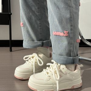 Women's White Thick-Soled Sneakers - Breathable Summer Board Shoes, Versatile Niche Design for Everyday Wear