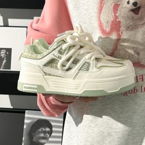 Women's White Thick-Soled Sneakers - Breathable Summer Board Shoes, Versatile Niche Design for Everyday Wear