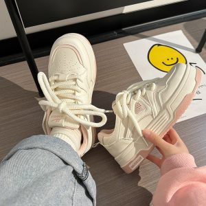 Women's White Thick-Soled Sneakers - Breathable Summer Board Shoes, Versatile Niche Design for Everyday Wear