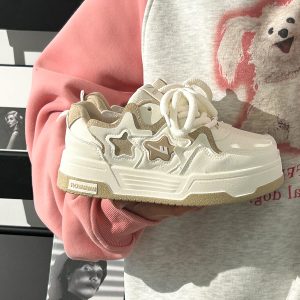 Women's White Thick-Soled Sneakers - Breathable Summer Board Shoes, Versatile Niche Design for Everyday Wear