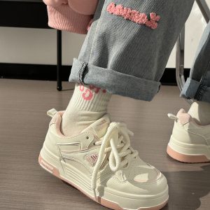 Women's White Thick-Soled Sneakers - Breathable Summer Board Shoes, Versatile Niche Design for Everyday Wear