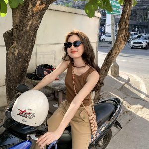 Women's Wide-Edged Round Neck Slim-Fit Short Vest Camisole Top - Summer 2025 Fashion, Trendy Casual Style