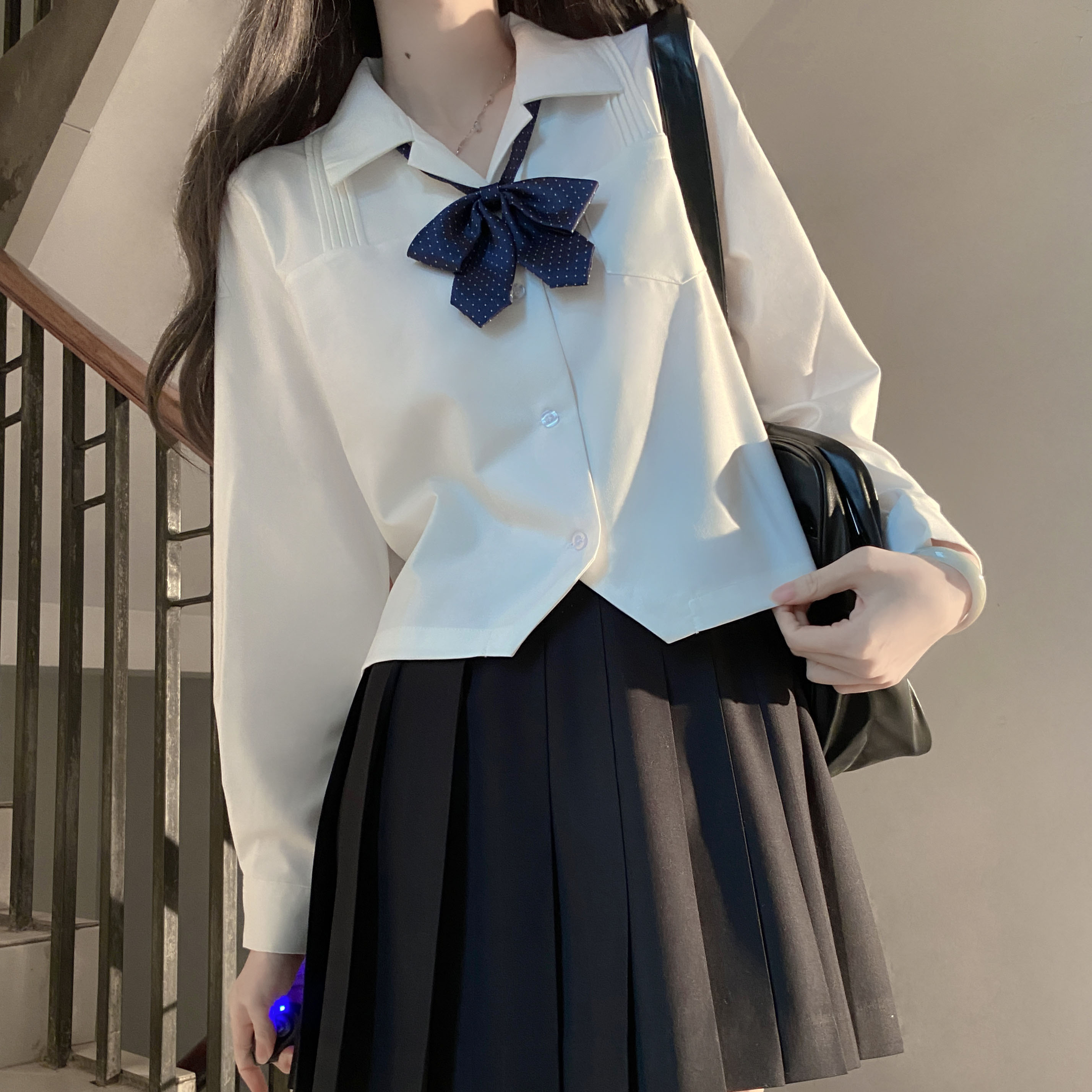 Women's Wrinkle-Resistant JK Shirt Set - Long Sleeve & Short Sleeve Basic Uniform, College Style Spring & Autumn White Top Women's Wrinkle-Resistant JK Shirt Set - Long Sleeve & Short Sleeve Basic Uniform, College Style Spring & Autumn White Top