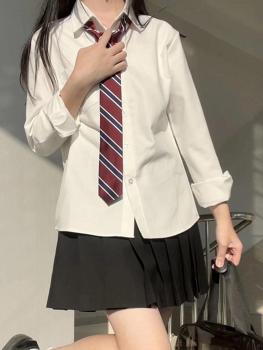 Women's Wrinkle-Resistant JK Shirt Set - Long Sleeve & Short Sleeve Basic Uniform, College Style Spring & Autumn White Top Women's Wrinkle-Resistant JK Shirt Set - Long Sleeve & Short Sleeve Basic Uniform, College Style Spring & Autumn White Top