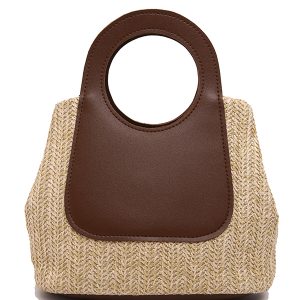 Woven Bucket Bag for Women - Handheld Tote for Work, Classes, and Vacations - Stylish Multi-Use Lunch Box Carrier