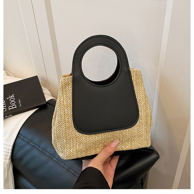 Woven Bucket Bag for Women - Handheld Tote for Work, Classes, and Vacations - Stylish Multi-Use Lunch Box Carrier