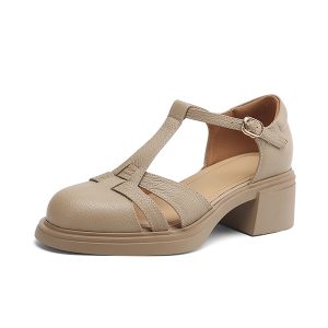 Woven Hollow Chunky Heeled Open-Toe Sandals for Women - 2025 Summer Pig Cage Style, Trendy Sheepskin High Heels