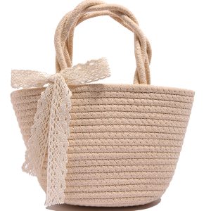 Woven Pastoral Style Tote Bag for Women - Versatile Beach & Vacation Straw Storage Bag