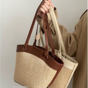 Woven Shoulder Bag for Women - French Retro Vegetable Basket, Casual Beach Vacation Style, Versatile Fashion Accessory