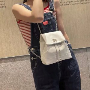 Y2K Butterfly Chain Backpack for Women - High-End Silver Small Bag, Sweet Cool Hot Girl Style, 2025 Trend