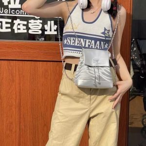 Y2K Butterfly Chain Backpack for Women - High-End Silver Small Bag, Sweet Cool Hot Girl Style, 2025 Trend