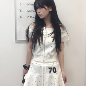 Y2K Summer Star Print Off-Shoulder Top & Slim-Fit Skirt Two-Piece Sports Suit for Women - American Style Sweet & Spicy Look